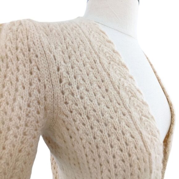 Lambs wool & angora tie front cardigan w/ velvet ribbon small #cottagecore - Picture 3 of 16